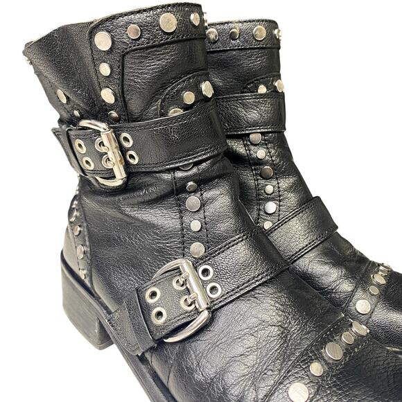 Sam Edelman Studded Buckle Leather Boots Punk Gothic Rocker Womens Size 8.5 - Picture 9 of 16